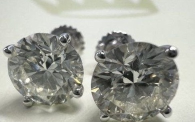 Women's Studs TW 4.16 cts Lab Grown Diamond Round J VVS2, w/g 14k