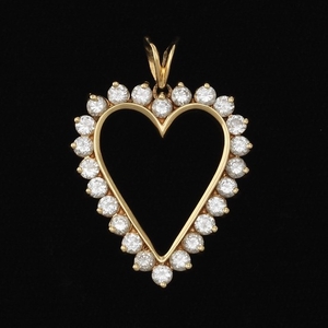 Yellow Gold and Diamond Heart Pendant