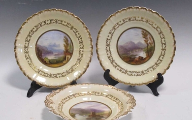 Three decorative Copeland & Garrett plates with depictions of the countryside, to include 'Narrow