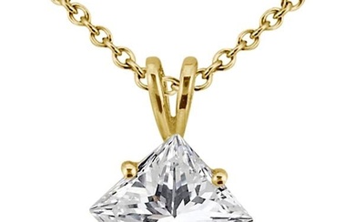 0.50ct. Princess-Cut Diamond Solitaire Pendant in 18k Y