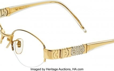 10016: Bvlgari Diamond, Gold Eyeglasses Stones: Full-c