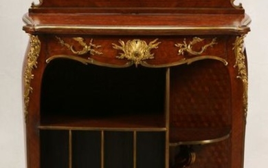 FRENCH MARQUETRY & BRONZE OPEN FRONT MUSIC CABINET