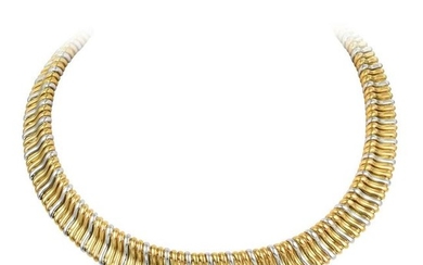 A Yellow and White Gold Omega Necklace