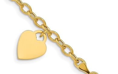 10K Yellow Gold Dangle Heart Childs Bracelet