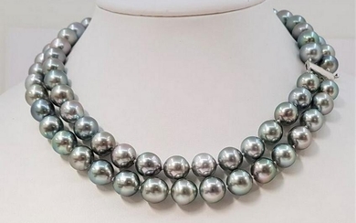 10x12mm Silvery Grey Tahitian Pearls - Double 2strand