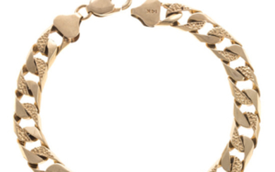 A Gentlemen's Curbed Link Bracelet in 14K Gold