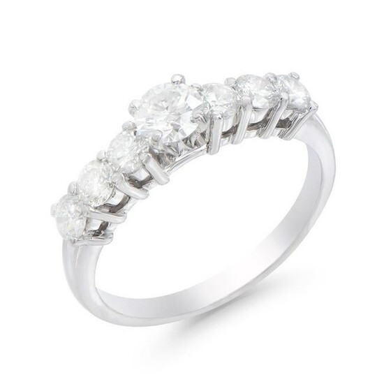 1.25 CTS TW CERTIFIED DIAMONDS 14K WHITE GOLD 7 STONE