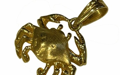 14K GOLD CANCER ASTROLOGY CRAB ZODIAC SIGN PENDANT Vintage Large 14kt Gold 3D Cancer Charm