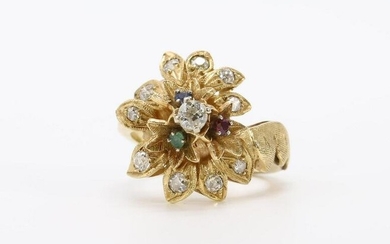 14KY Gold Diamond, Sapphire, Emerald, Ruby Ring
