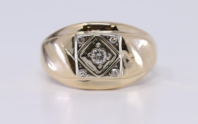 14Kt Art Deco Men's Diamond Ring