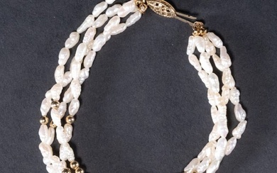 14k Gold Four Strand Pearl Bracelet