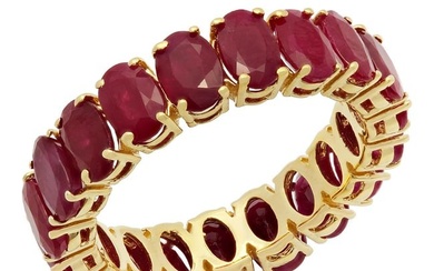 14k Yellow Gold 10.47ct Ruby Eternity Band Ring