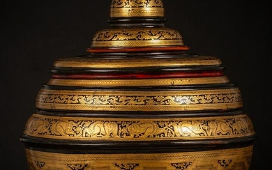 19th Century Burmese Lacquerware Offering Vessel