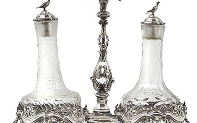 16-Silver pierced vinegar oiler with rich openwork decoration...