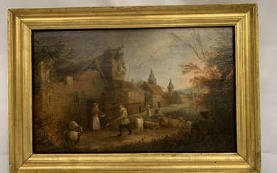 ANTIQUE 19TH CTY NICHOLAS CONDY FRAMED OIL PANEL
