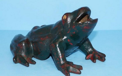 Antique Cast Iron Penny Pitch Frog Doorstop