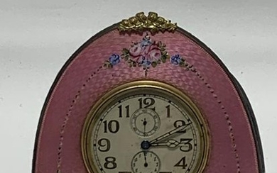 ANTIQUE FRENCH ENAMEL AND STERLING CLOCK c.1910