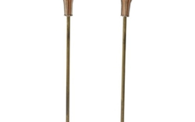 A pair of Art Deco brass and copper torcheres...