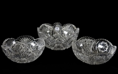 (3) Bowls, American Brilliant Cut Glass