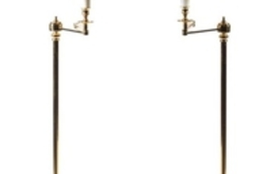 A Pair of Brass Swing-Arm Floor Lamps