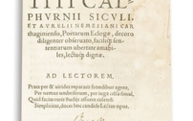 (BUCOLICA) - Titi Calphurnii Siculi et Aurelii Nemesiani Carthaginiensis, Poetarum Eclogae [Eclogues of Calpurnus Siculus and]