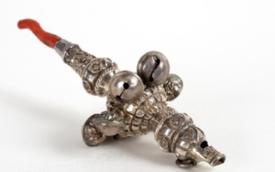 A child's Victorian silver rattle, George Unite