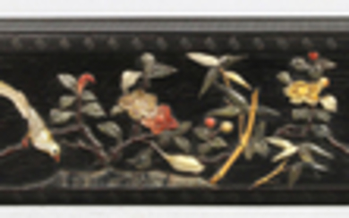 Chinese Stone Overlaid Wood Scroll Box