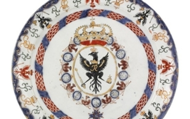 A Dutch Delft doré plate from the service made for Friedrich I, King of Prussia and Elector of Brandenburg, 1701-10