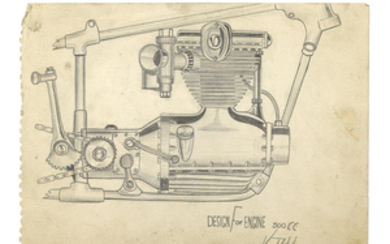 Von Dutch (Kenneth Howard 1929 – 1992) 'Design for engine 500cc'