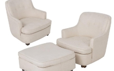 Edward Wormley Lounge Chairs and Ottoman