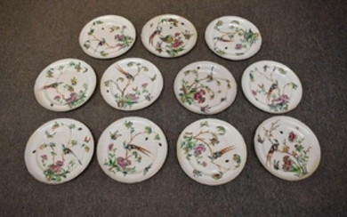 Eleven Chinese Famille Rose Porcelain Plates