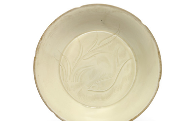 A FINELY CARVED AND INCISED DING 'FISH' DISH, NORTHERN SONG DYNASTY (960-1127)