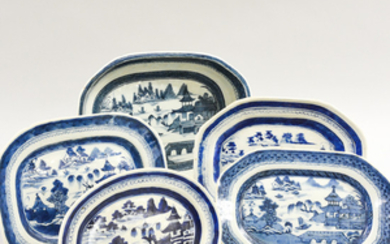 Five Canton Porcelain Platters