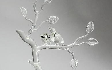 Frabel Studios Art Glass Sculpture of Lovebirds