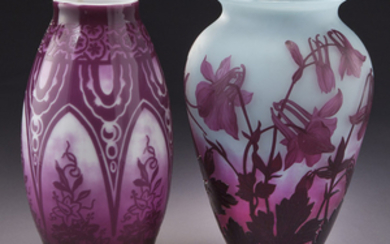 (2) French cameo glass vases