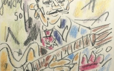 GEN-PAUL . Django REINHARDT, 1950. Pastel gras...