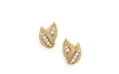 Pair of Gold and Diamond Earclips, Van Cleef & Arpels, France