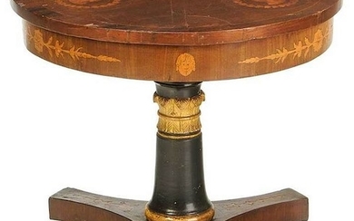 Italian Neoclassical Inlaid Pedestal Table