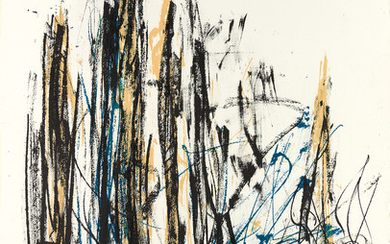 JOAN MITCHELL Arbres (Black, Yellow and Blue). Color lithograph, 1990. 760x563 mm; 30x22...