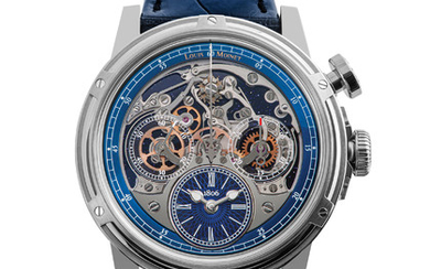 LOUIS MOINET MEMORIS ONLY WATCH The first fun, educational chronograph in the history of watchmaking – with the chronograph function visible on the dial. 46mm titanium case; aventurine plate; “ONLY WATCH” engraved on the oscillating weight.