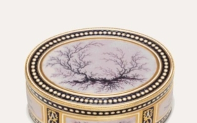 A LOUIS XVI ENAMELLED GOLD SNUFF-BOX, BY CHARLES-ALEXANDRE BOUILLEROT (FL 1769-1792), MARKED, PARIS, 1778/1779, WITH THE CHARGE AND DECHARGE MARKS OF JEAN-BAPTISTE FOUACHE 1774-1780