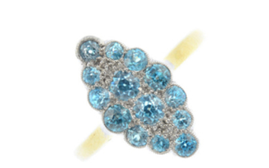 A mid 20th century gold zircon cluster ring.