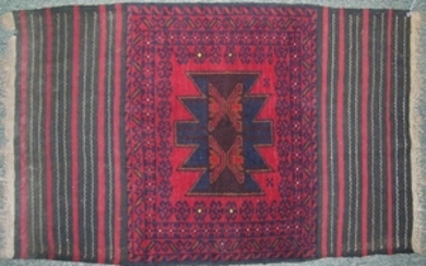 Oriental Saddle Rug, hand-woven, 2'9" x 4'3". Note: All