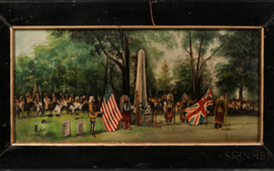 Oil on Canvas Painting of Buffalo Bill at a Memorial