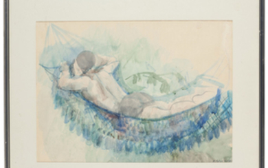 Pavel Tchelitchew (Russian, 1898–1957), Nude in hammock