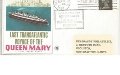 Queen Mary, two 1967 covers with information cards detailing the Last Transatlantic Voyage & the Final Cruise from Southampton....