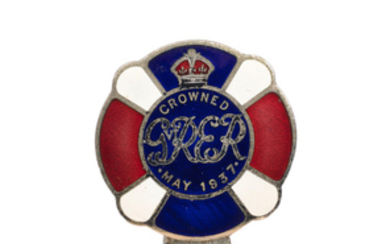 A rare King George VI Coronation enamel car badge, 1937