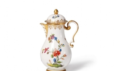 A small Capodimonte coffee pot with flowering ...