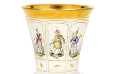 A socle cup decorated with chinoiserie, dated 1845
