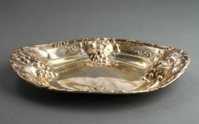 Sterling Silver Repousse Grapes Oval Dish